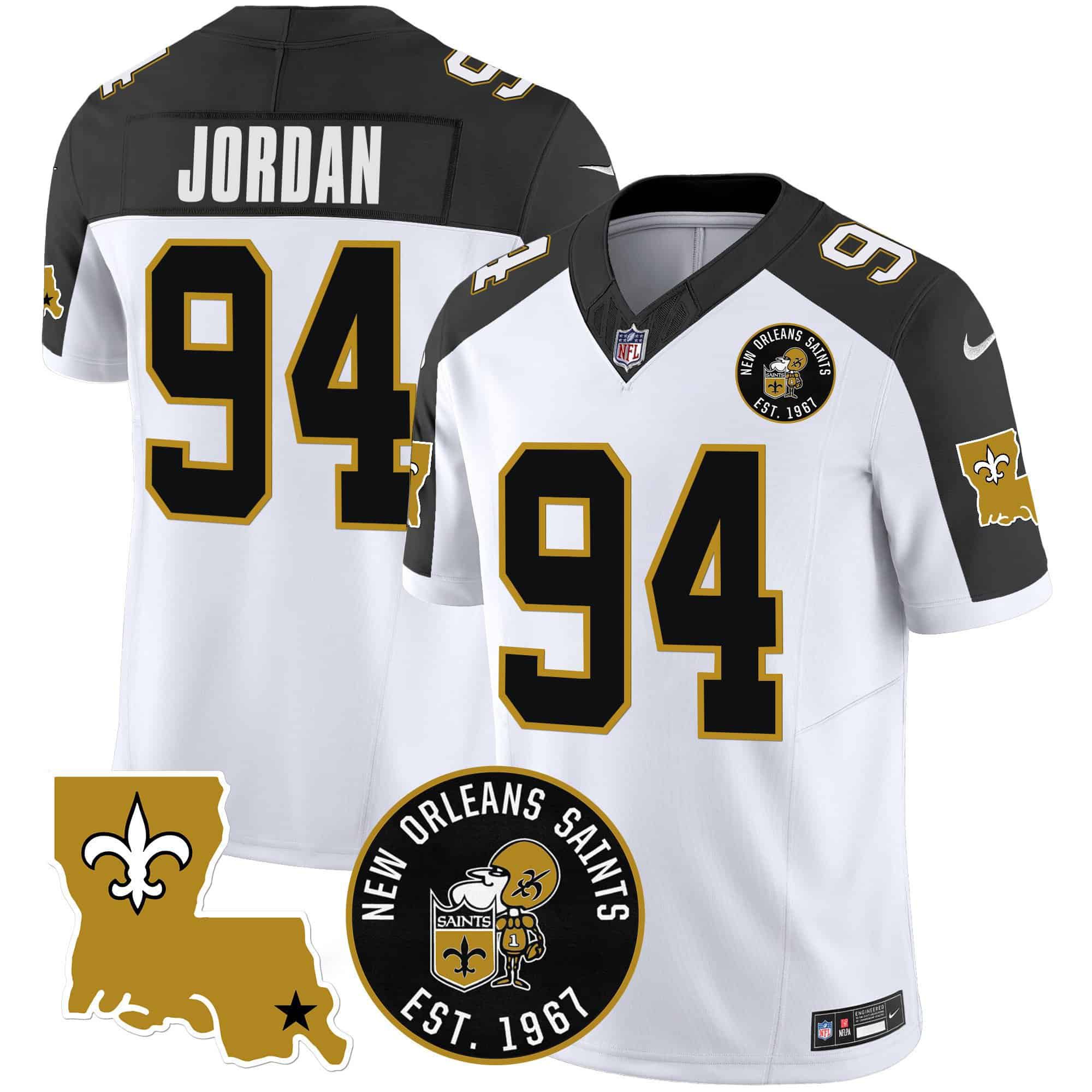 Men New Orleans Saints #94 Jordan White 2024 Nike 1967 Patch Vapor Limited NFL Jersey style 1->indianapolis colts->NFL Jersey